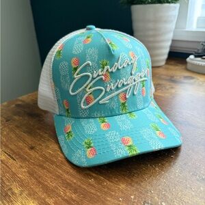 Sunday Swagger Golf Hat Cap Trucker Hat Teal Pineapple Tropical Malbon PGA LE